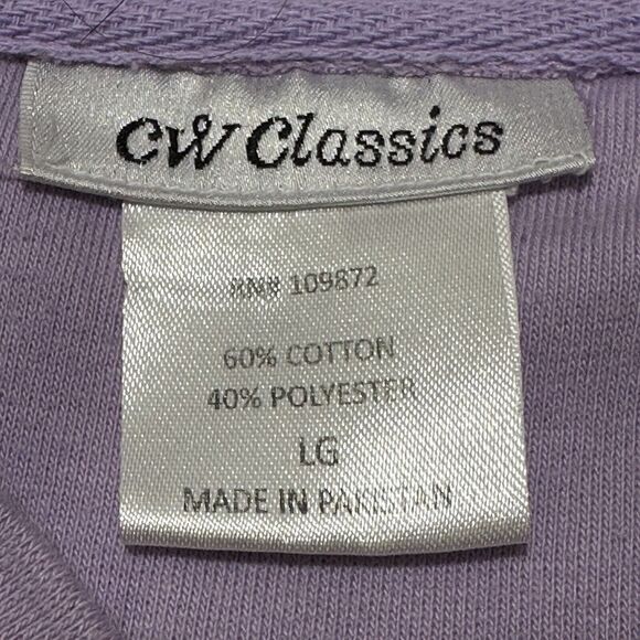 CW Classics Women's Large Snap Button Grandma Cardigan Sweater Lavender Floral - Picture 3 of 11